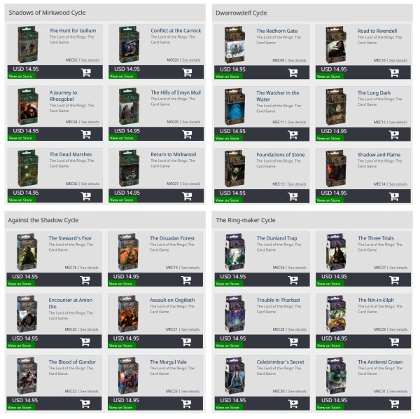 Lord Of The Ring LCG všetky rozšírenia EN